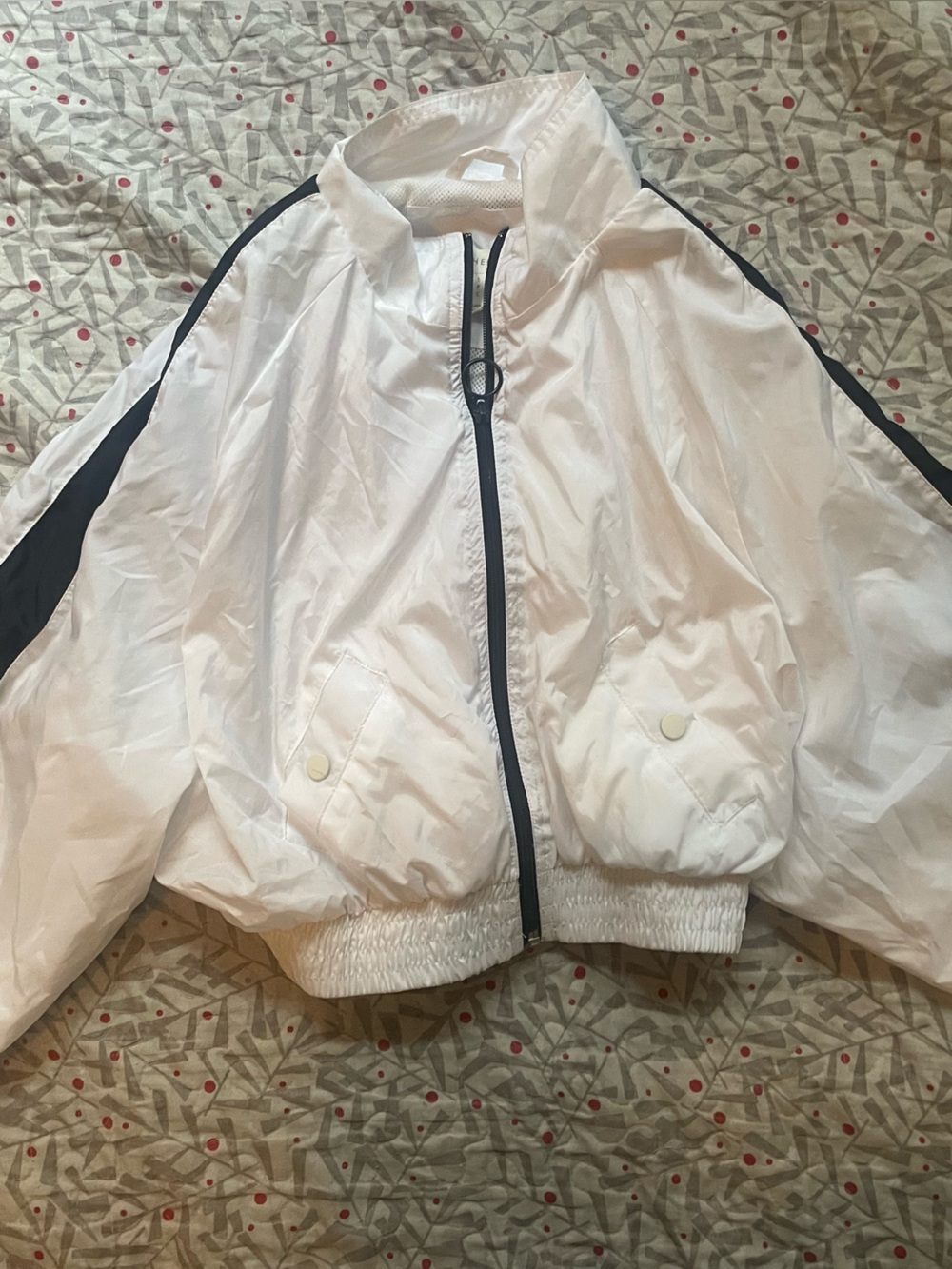 Urban Heritage White Bomber Jacket with Black Stripes